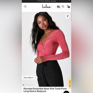 Lulu’s Rose Pink Twist Front Bodysuit
